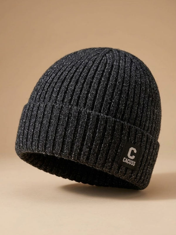 Cdeck Men’s Woolen Winter Cap | Ribbed Knitted Beanie | Free Size | Warm & Comfortable | Black