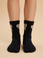 Cdeck Women’s Premium Fuzzy Split-Toe Socks – Cute Bunny Design | Warm Winter Socks | Free Size | Black
