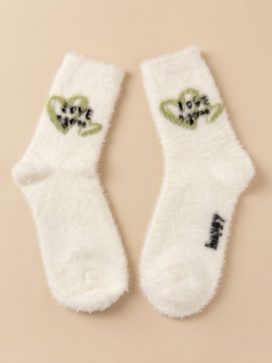Cdeck Women’s Soft & Warm Fuzzy Winter Socks Heart Design | Cozy Comfortable Fluffy Socks | Free Size | Cream