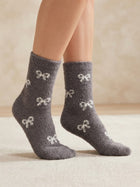 Cdeck Women’s Mid-Calf Rabbit Hair Wool Socks – Premium Soft Warm Fuzzy Winter Socks, Cozy Plush Socks with Cute Bow Pattern