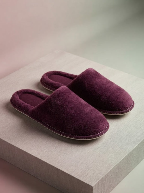 Cdeck Women’s Fuzzy Winter Slippers | Soft Plush  Slippers for Comfort & Warmth | Free Size |Burgundy