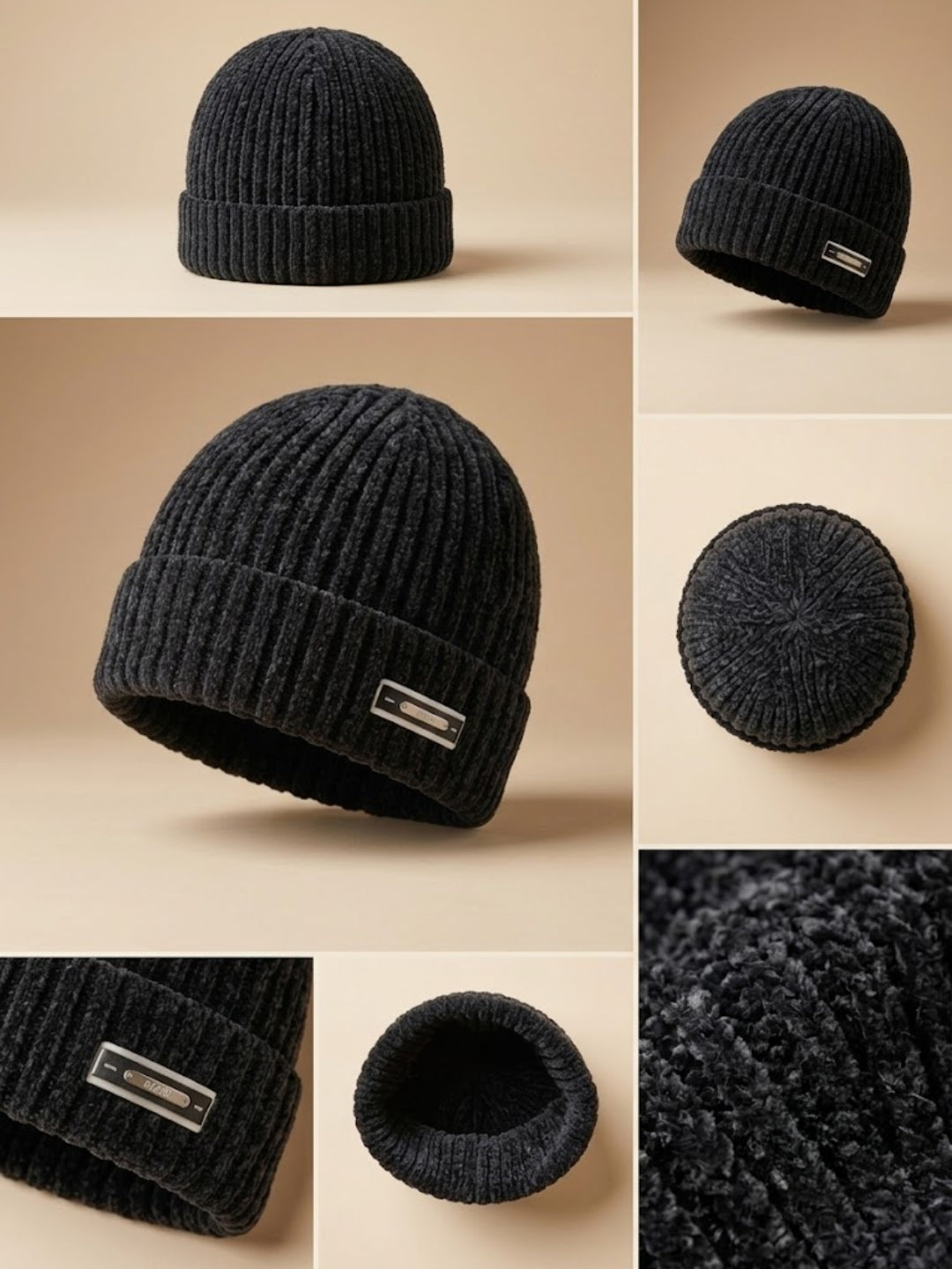 Cdeck Women Woolen Cap | Soft Knitted Winter Beanie for Women | Warm & Stylish Winter Wear | Free Size| Black