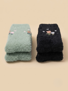 Cdeck Women’s Soft Wool Socks Combo | Cozy Green & Black Floral Socks