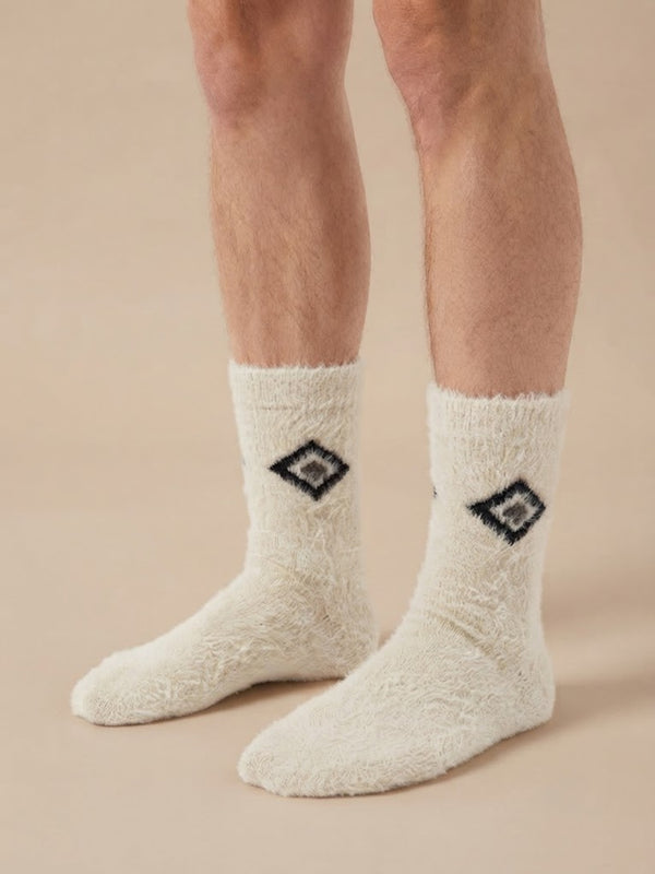 Cdeck Men’s Premium Hair Wool Winter Socks  | Soft, Fuzzy, Warm & Comfortable Free Size | White