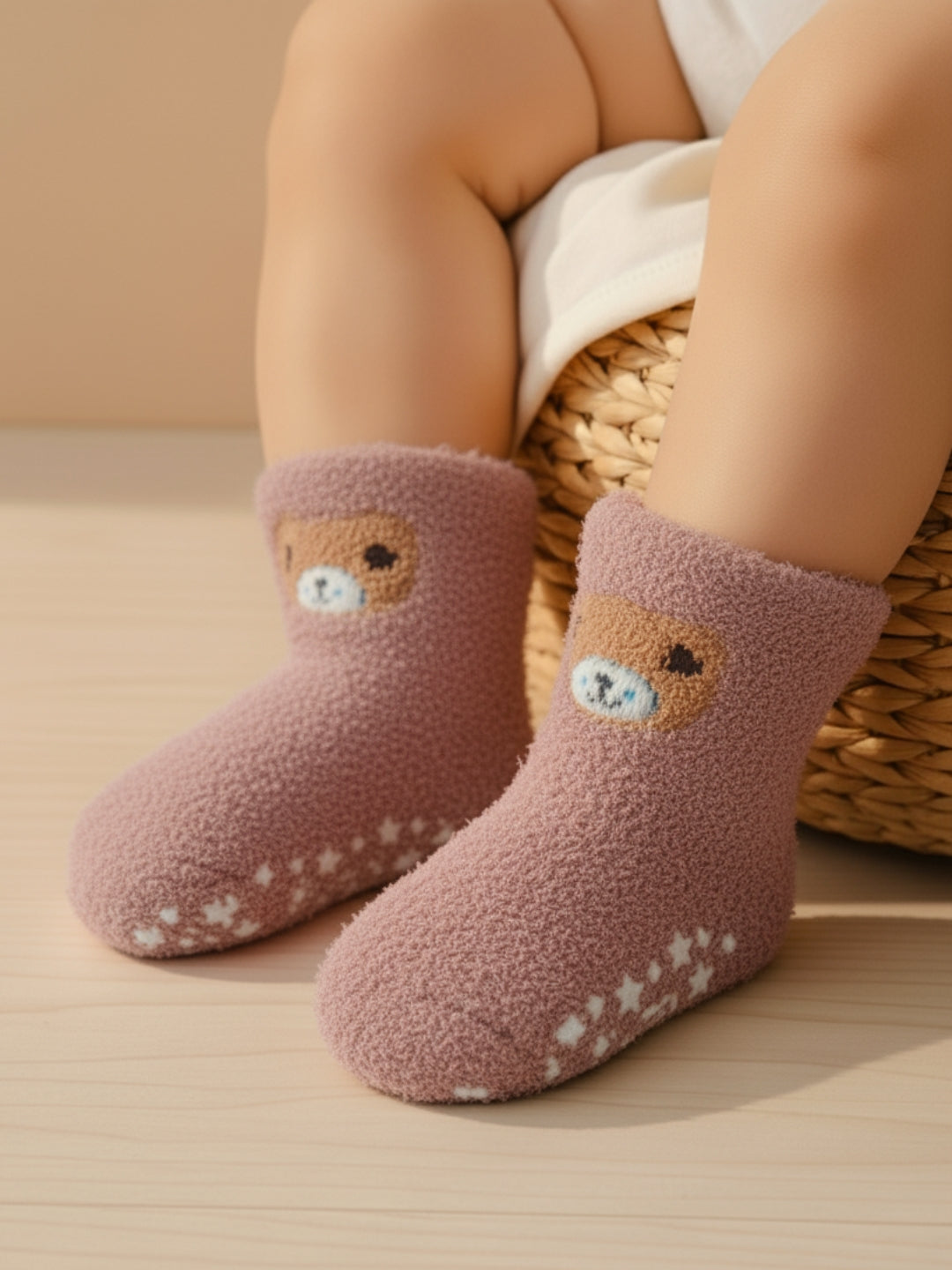 Cdeck Kids Rabbit Wool Anti-Slip Winter Socks | Soft, Warm & Comfortable | 0–4 Years