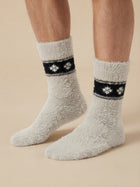 Cdeck Men’s Premium Fuzzy Wool Winter Socks | Soft, Warm & Comfortable | Stretchable Free Size | Cream
