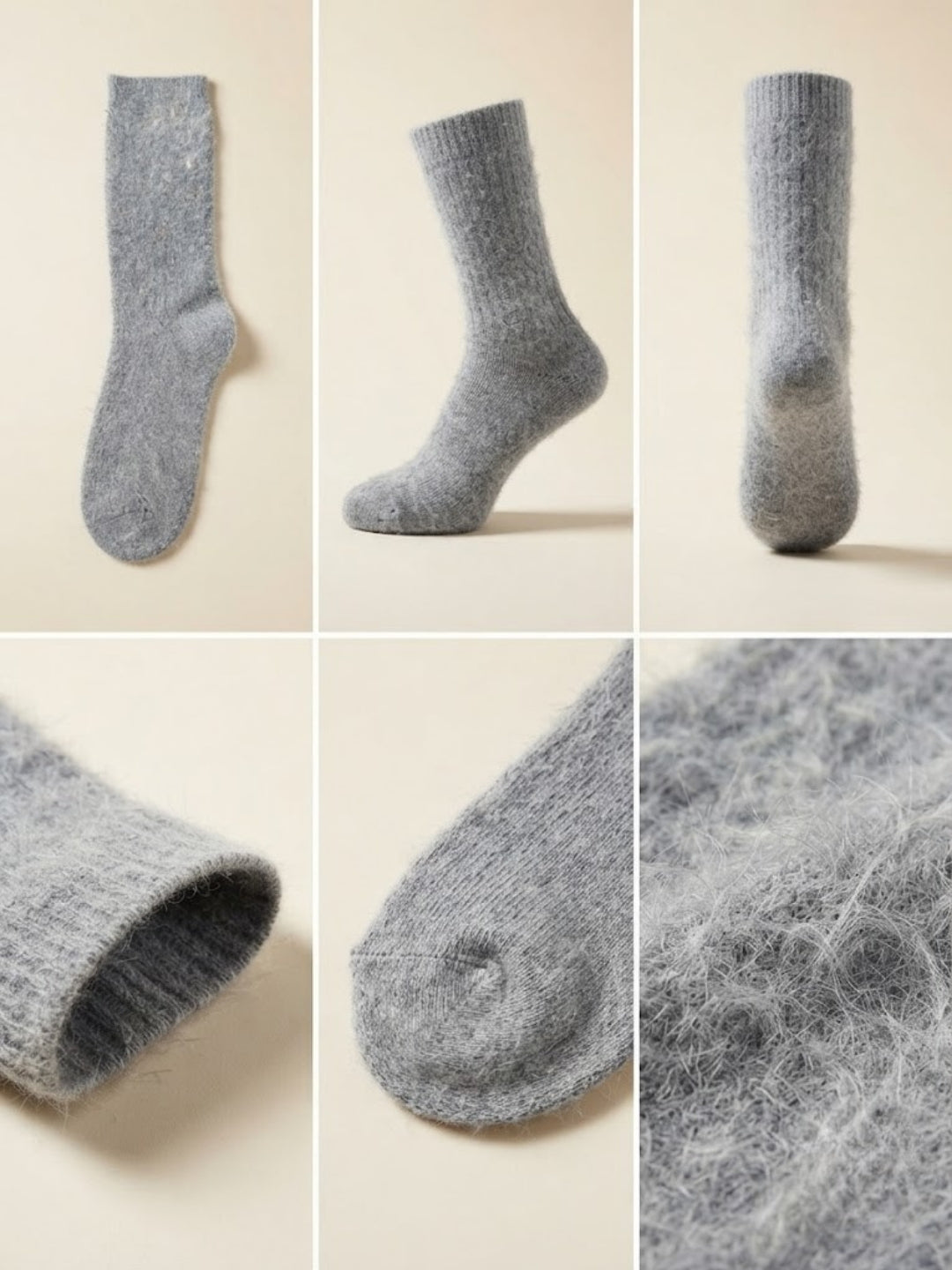 Cdeck Unisex Woolen Winter Socks | Soft Warm Wool Socks for Men & Women | Cozy Comfortable Winter Socks | Full Length | Light Grey