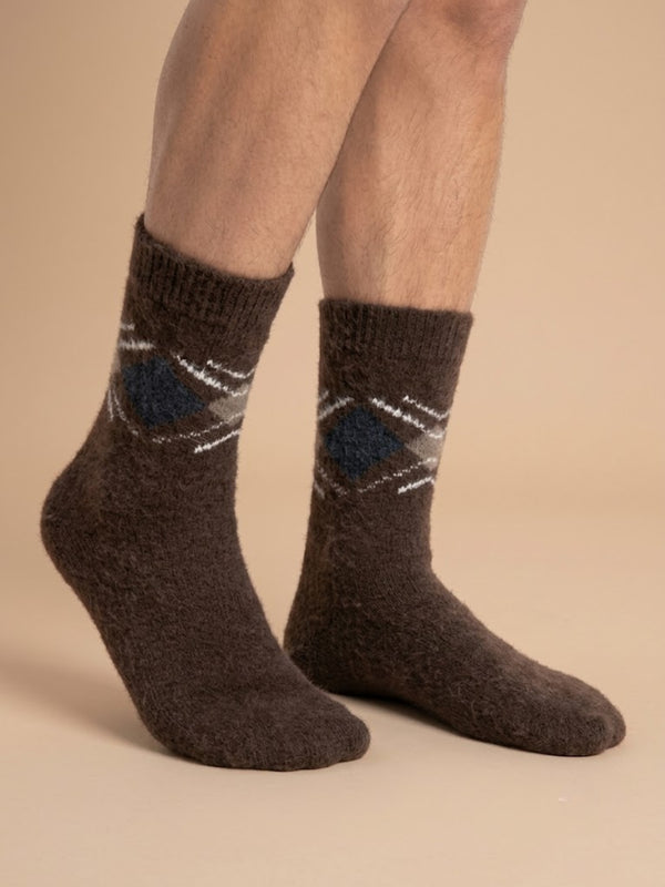 Cdeck Men’s Premium Hair Wool Winter Socks | Soft, Fuzzy, Warm & Comfortable | Dark Brown | Free Size