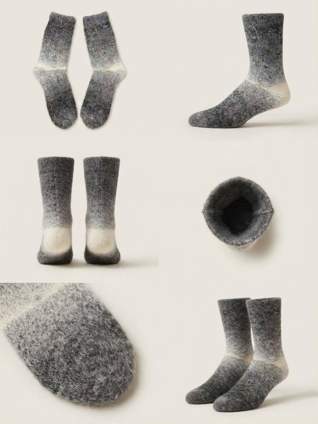 Cdeck Unisex Premium Warm Fuzzy Socks – Extra Soft Cozy Winter Socks for Men & Women | Comfortable Stretch Fit | Free Size | Grey & White