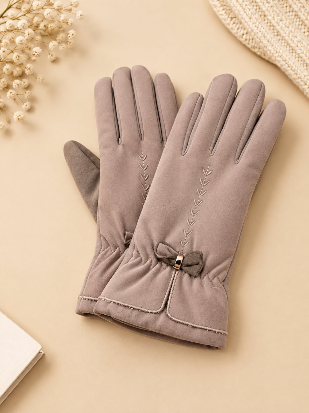 Cdeck Women’s Woolen Gloves | Warm & Stylish Winter Gloves | Screen Friendly | Full Finger | Free Size | Beige