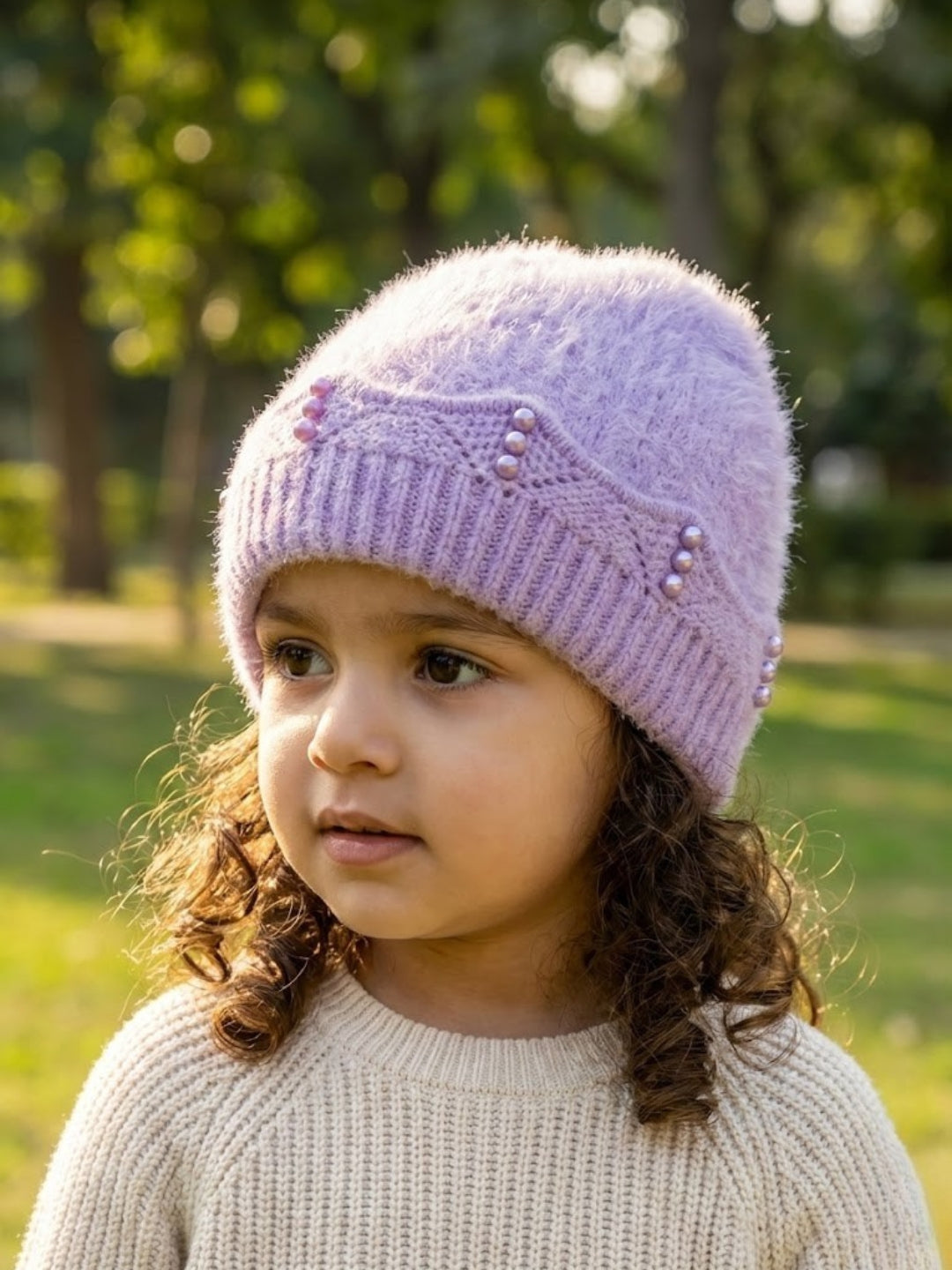 Cdeck Kids Woolen Winter Cap for Baby Girls | Soft, Warm & Comfortable | 1–2 Years