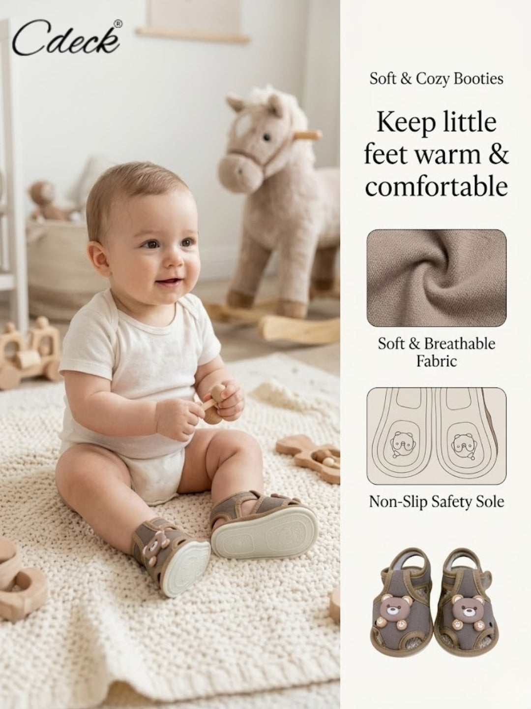 Cdeck Baby Sandals for Girls & Boys | Soft, Lightweight & Comfortable | 3-18 months