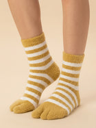Cdeck Premium Hair Wool Socks for Women | Warm & Comfortable | Free Size | Mustard White Striped