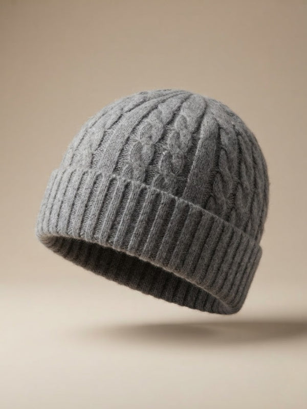 Cdeck Men’s Winter Woolen Cap | Ribbed Knit Beanie | Free Size | Soft & Warm | Grey