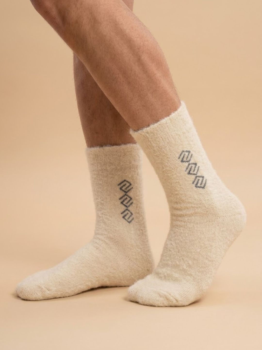 Cdeck Men’s Hair Wool Winter Socks | Soft, Warm & Comfortable | Cream | Free Size