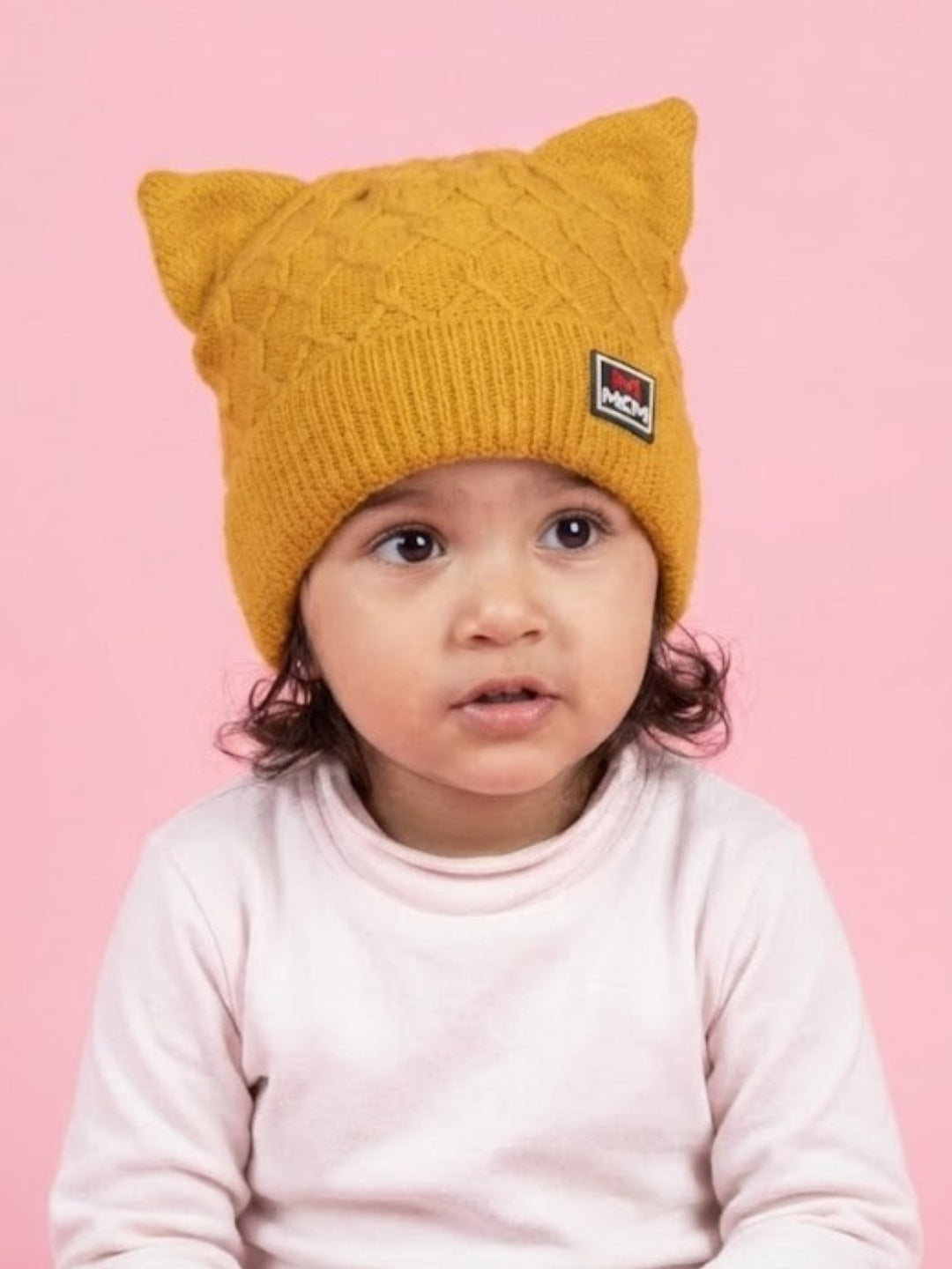 Cdeck Kids Woolen Winter Cap with Cute Cat Ear Design | Soft, Warm & Comfortable | 2–4 Years
