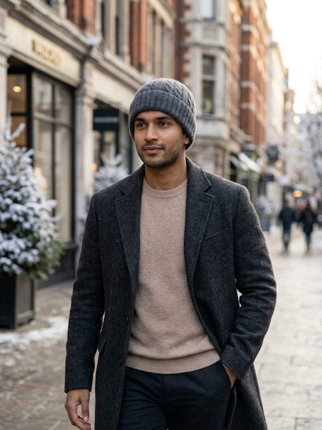 Cdeck Men’s Winter Woolen Cap | Ribbed Knit Beanie | Free Size | Soft & Warm | Grey