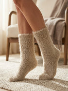 Cdeck Women’s Soft & Warm Fuzzy Socks | Cozy Thick Plush Winter Socks for Women | Beige
