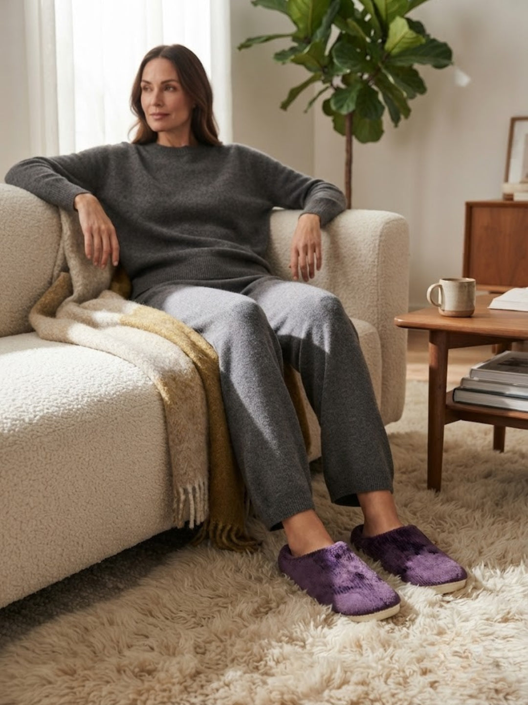 Cdeck Women’s Fuzzy Winter Slippers | Soft Plush  Slippers for Comfort & Warmth | Free Size | Purple