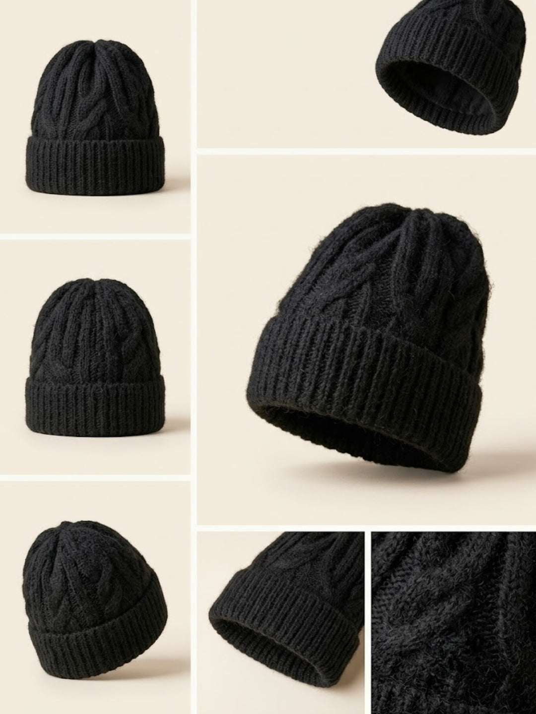 Cdeck Women Woolen Cap | Soft Knitted Winter Beanie for Women | Warm & Stylish Winter Wear | Free Size| Black