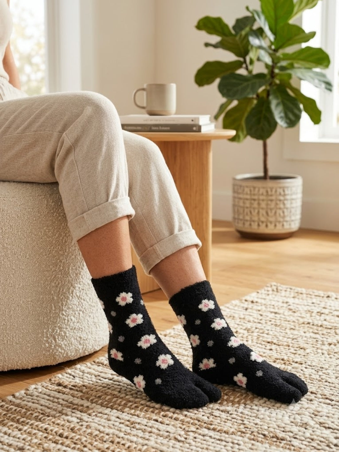Cdeck Premium Rabbit Wool Socks for Women | Warm Winter Fuzzy Socks | Free Size | Black