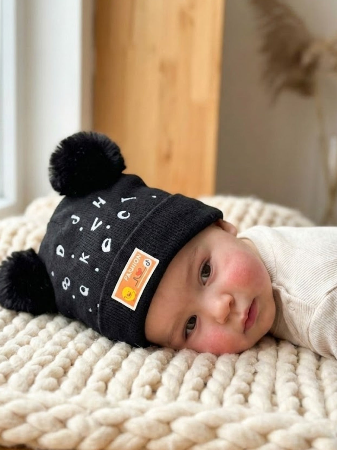 Cdeck Kids Woolen Winter Cap with Double Pom Pom Design | Soft, Warm & Comfortable | 1–3 Years