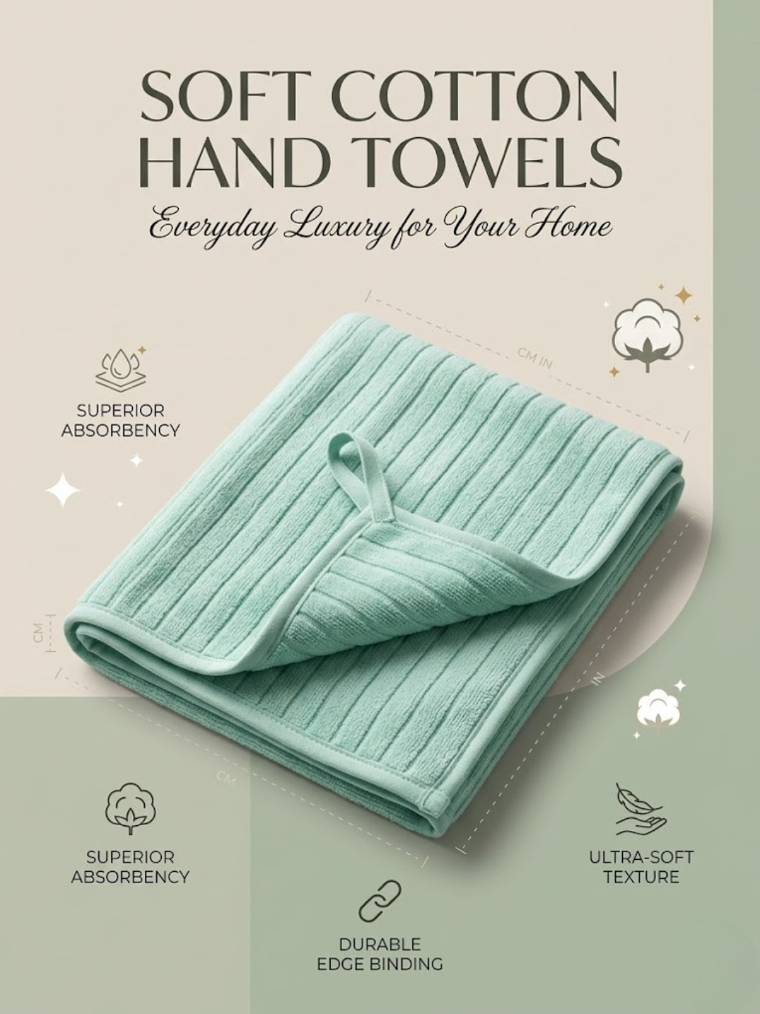 Cdeck Premium Cotton Hand Towel | Soft, Absorbent & Comfortable Everyday Use