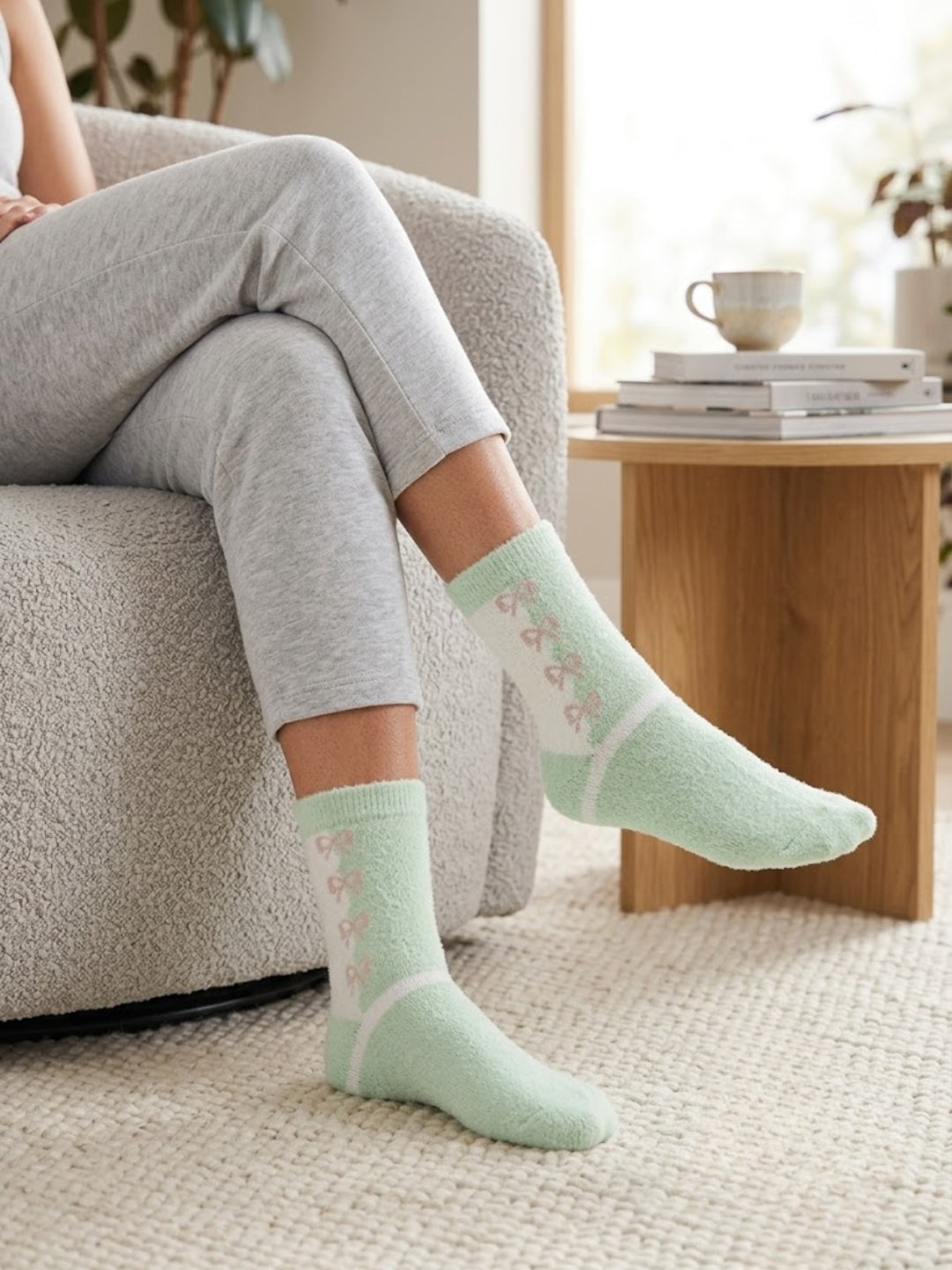 Cdeck Women’s Winter Hair Wool Socks | Warm & Comfortable | Free Size | Mint Green