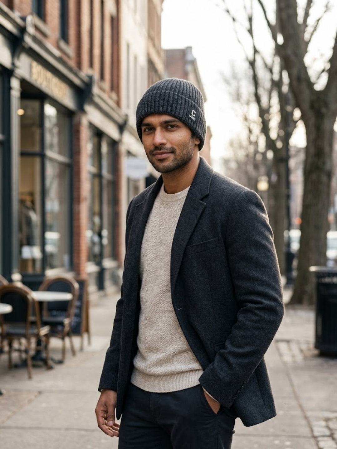Cdeck Men’s Woolen Winter Cap | Ribbed Knitted Beanie | Free Size | Warm & Comfortable | Black
