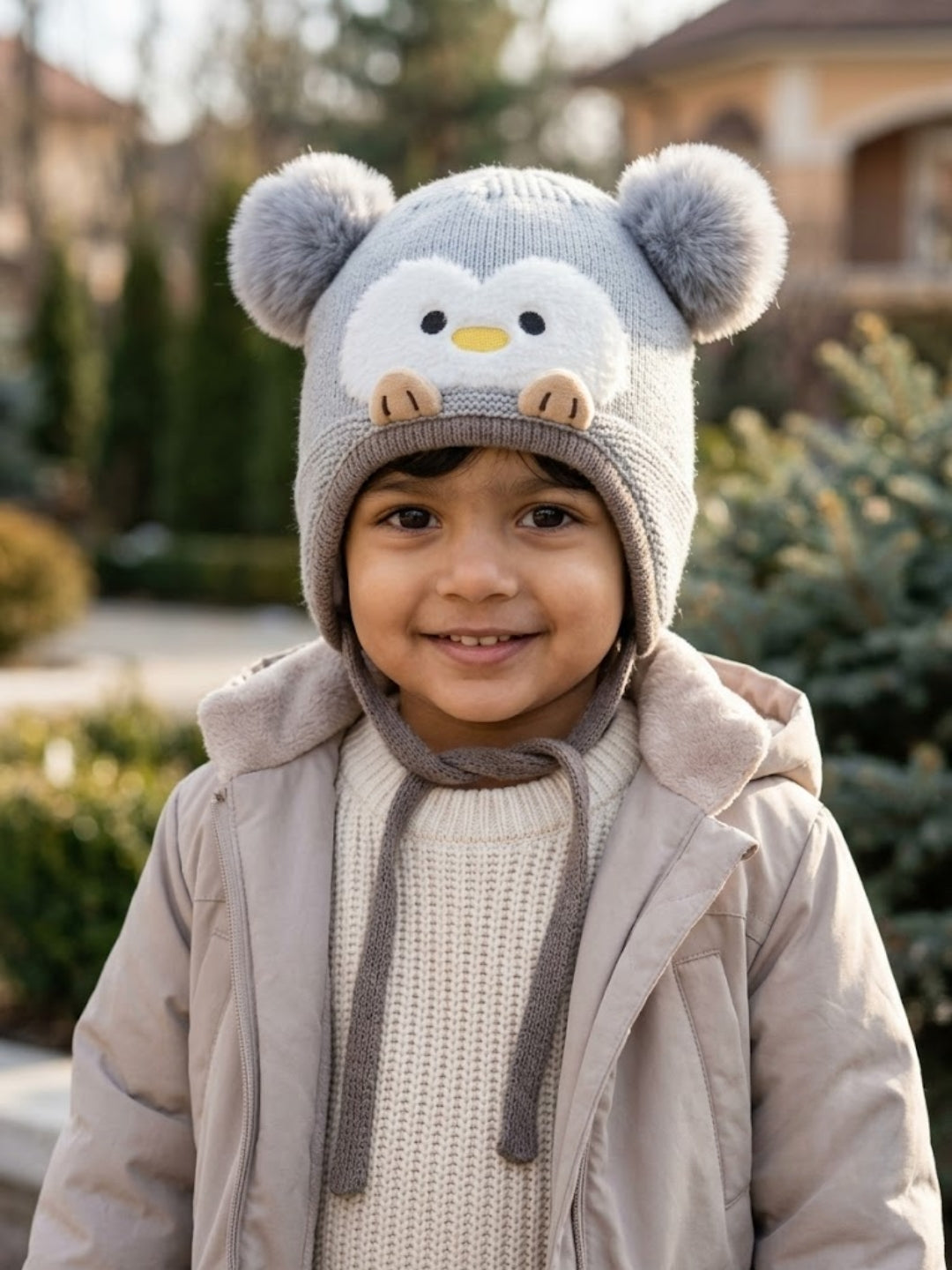 Cdeck Kids Woolen Winter Cap for Boys & Girls | Warm & Comfortable Winter Wear | 2–4 Years |Grey