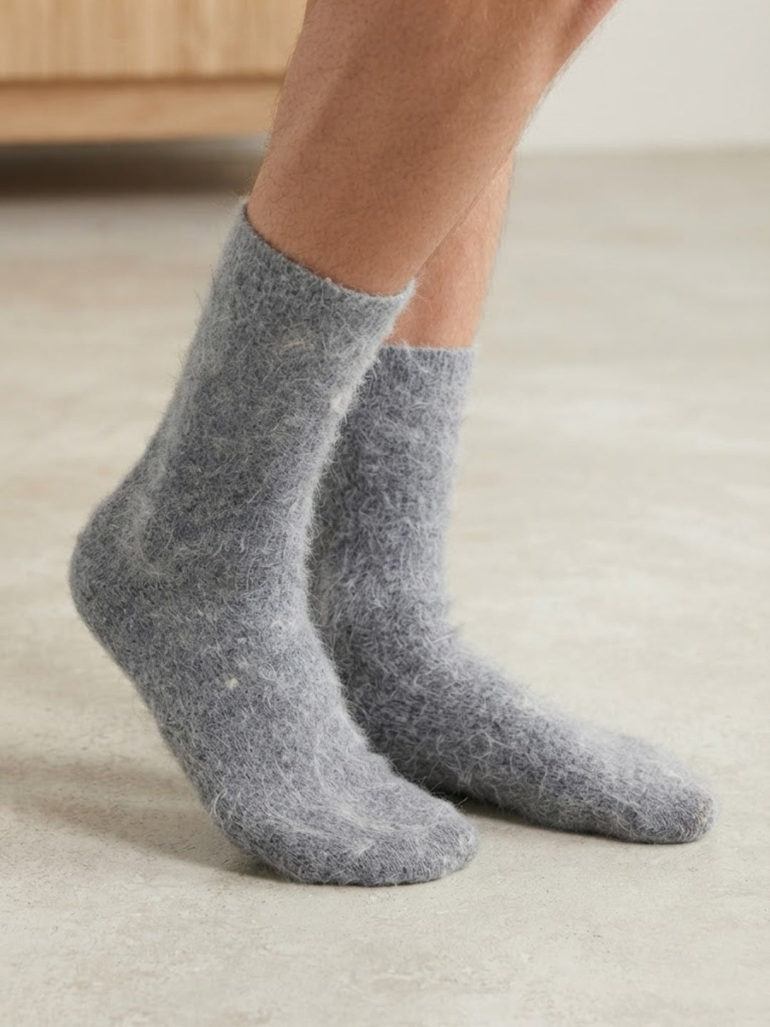 Cdeck Unisex Woolen Winter Socks | Soft Warm Wool Socks for Men & Women | Cozy Comfortable Winter Socks | Full Length | Light Grey