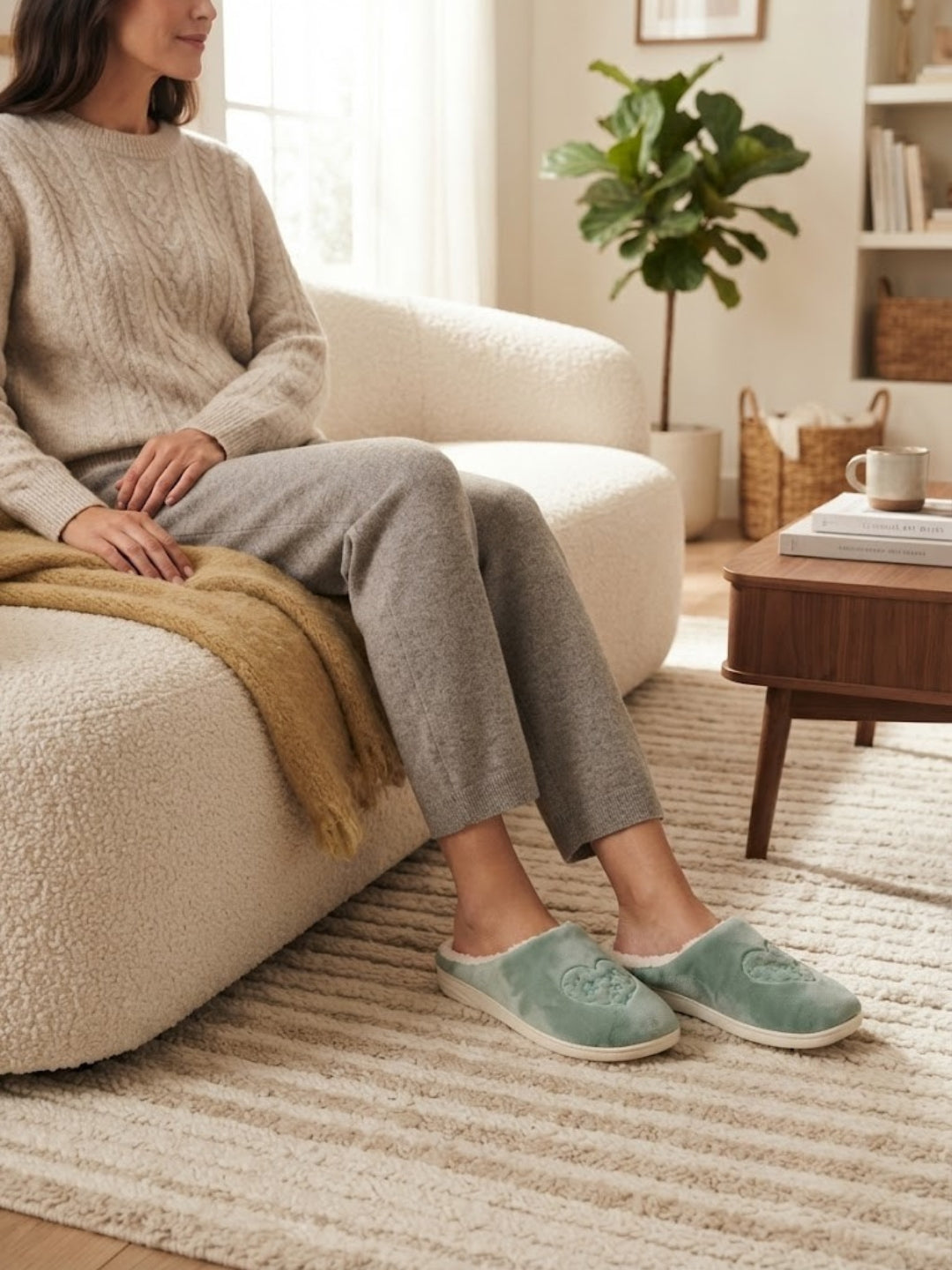 Cdeck Women’s Fuzzy Winter Slippers | Soft Plush  Slippers for Comfort & Warmth | Free Size | Green
