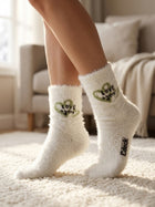 Cdeck Women’s Soft & Warm Fuzzy Winter Socks Heart Design | Cozy Comfortable Fluffy Socks | Free Size | Cream