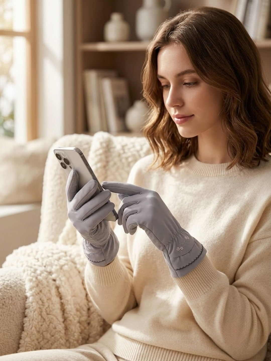 Cdeck Women’s Woolen Gloves | Warm Winter Gloves | Touchscreen Friendly | Free Size | Grey