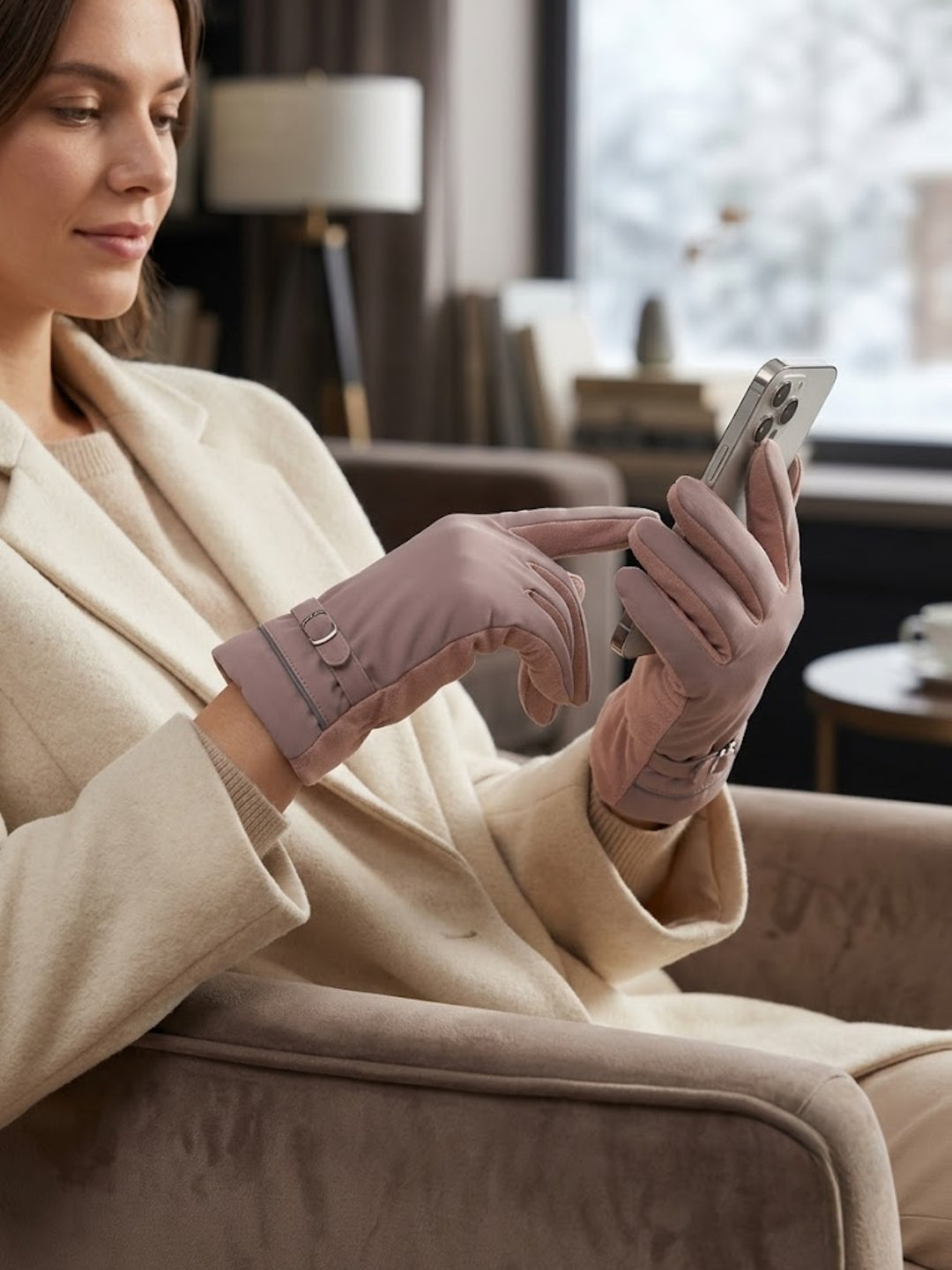 Cdeck Women’s Winter Gloves | Warm & Stylish | Screen Friendly | Full-Finger | Free Size | Dusty Pink