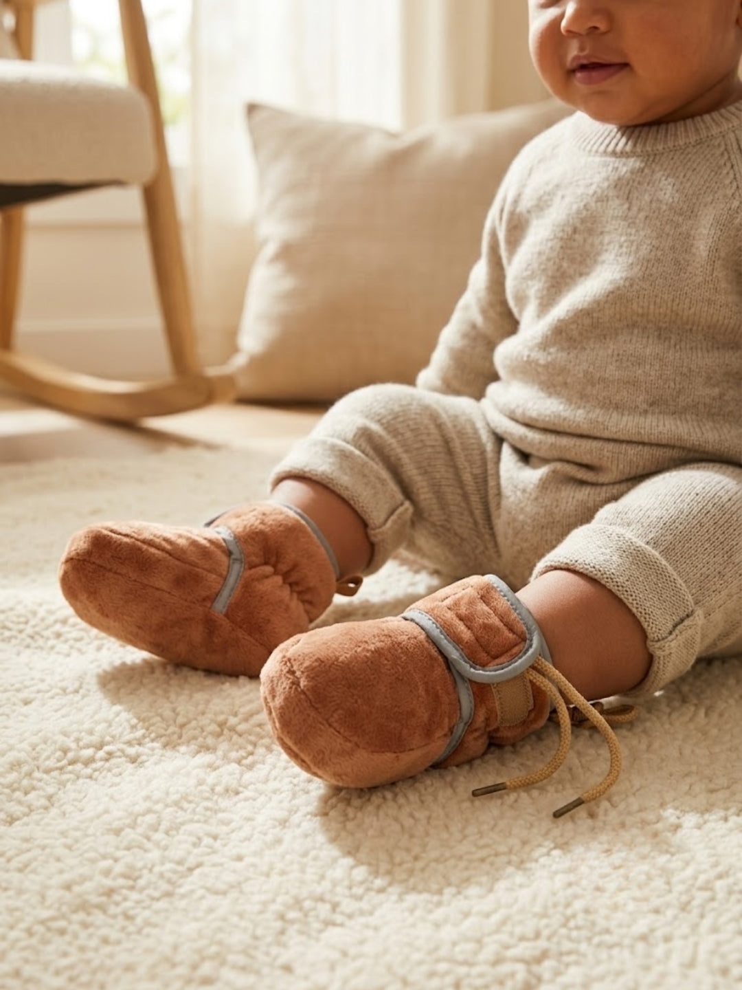 Cdeck Woolen Baby Booties for kids| Soft, Warm & Comfortable Winter Footwear | 3–9 Months | brown