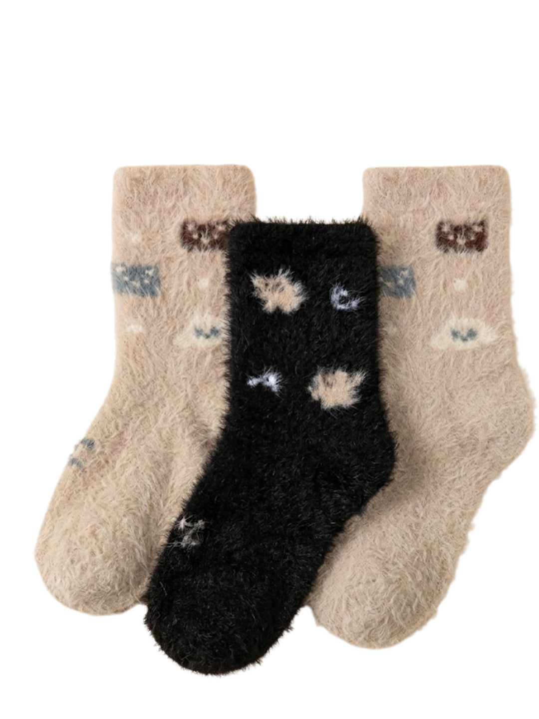 Cdeck Kids Premium Hair Wool Winter Socks | Soft, Warm & Cozy Socks  | 2–12 Years | Black & Cream | Multicolor Pack