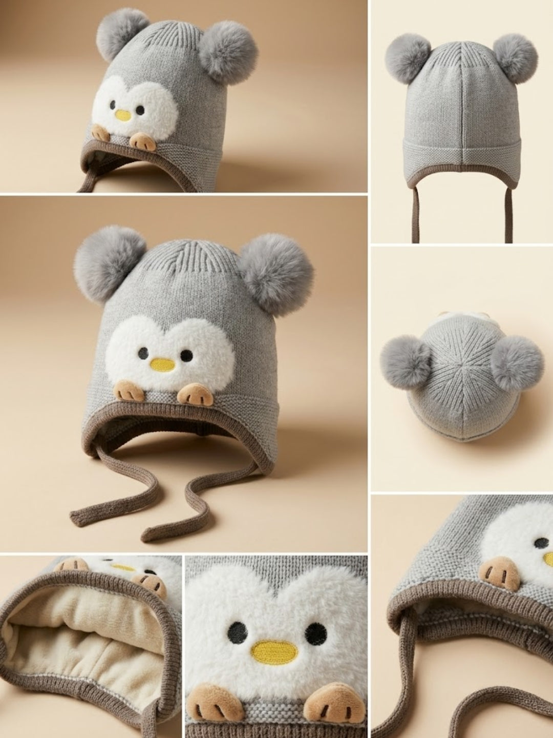 Cdeck Kids Woolen Winter Cap for Boys & Girls | Warm & Comfortable Winter Wear | 2–4 Years |Grey