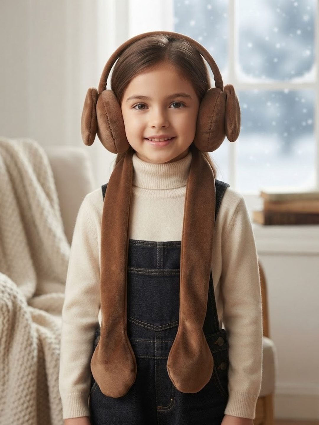 Cdeck Velvet Earmuffs for Girls & Women, Soft Warm Winter Earmuffs with Long Hanging Ear Covers, Free Size