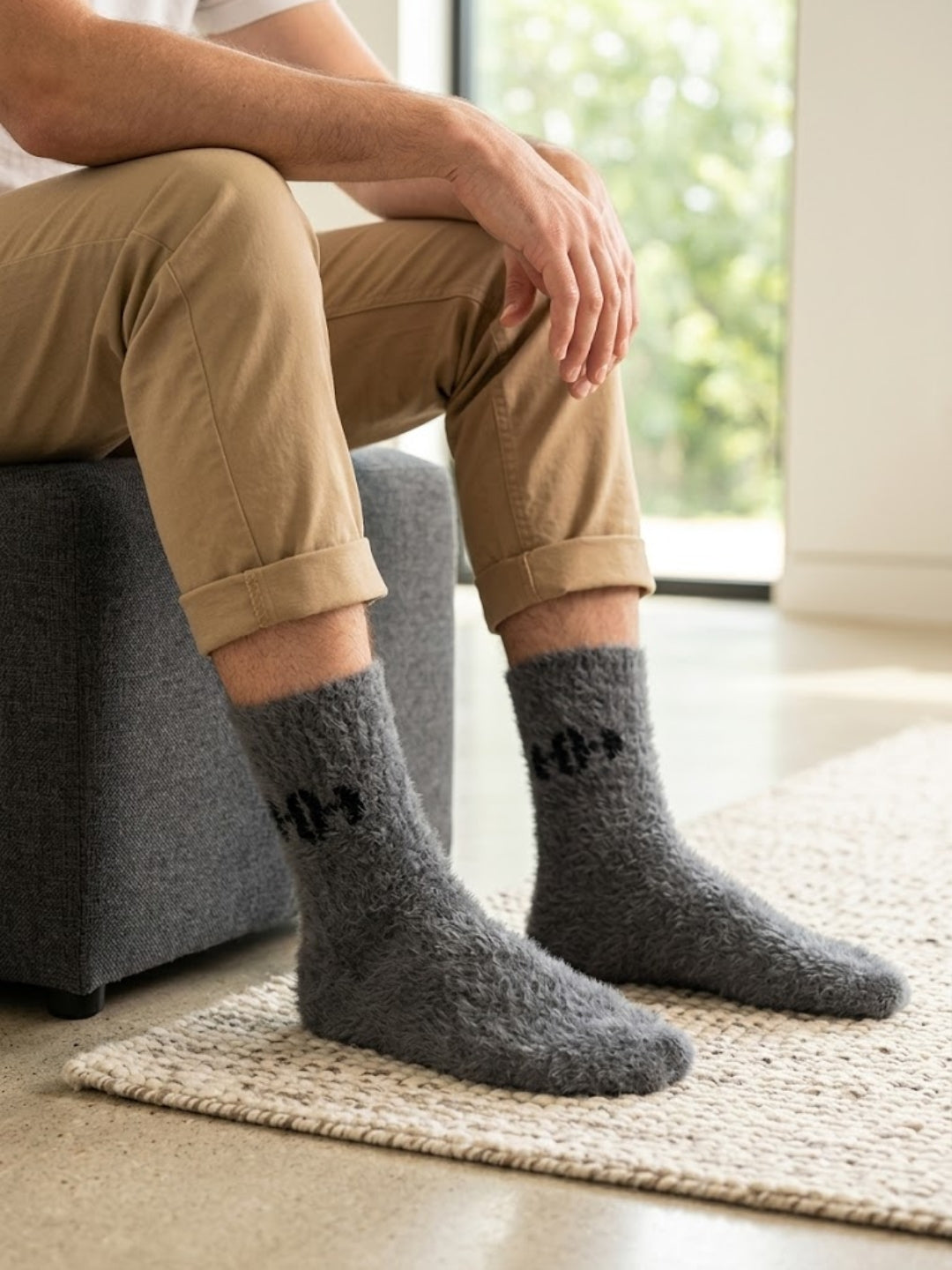 Cdeck Men’s Hair Wool Winter Socks | Single Pair | Soft, Warm, Fuzzy & Stretchable | Comfortable Daily Wear | Grey