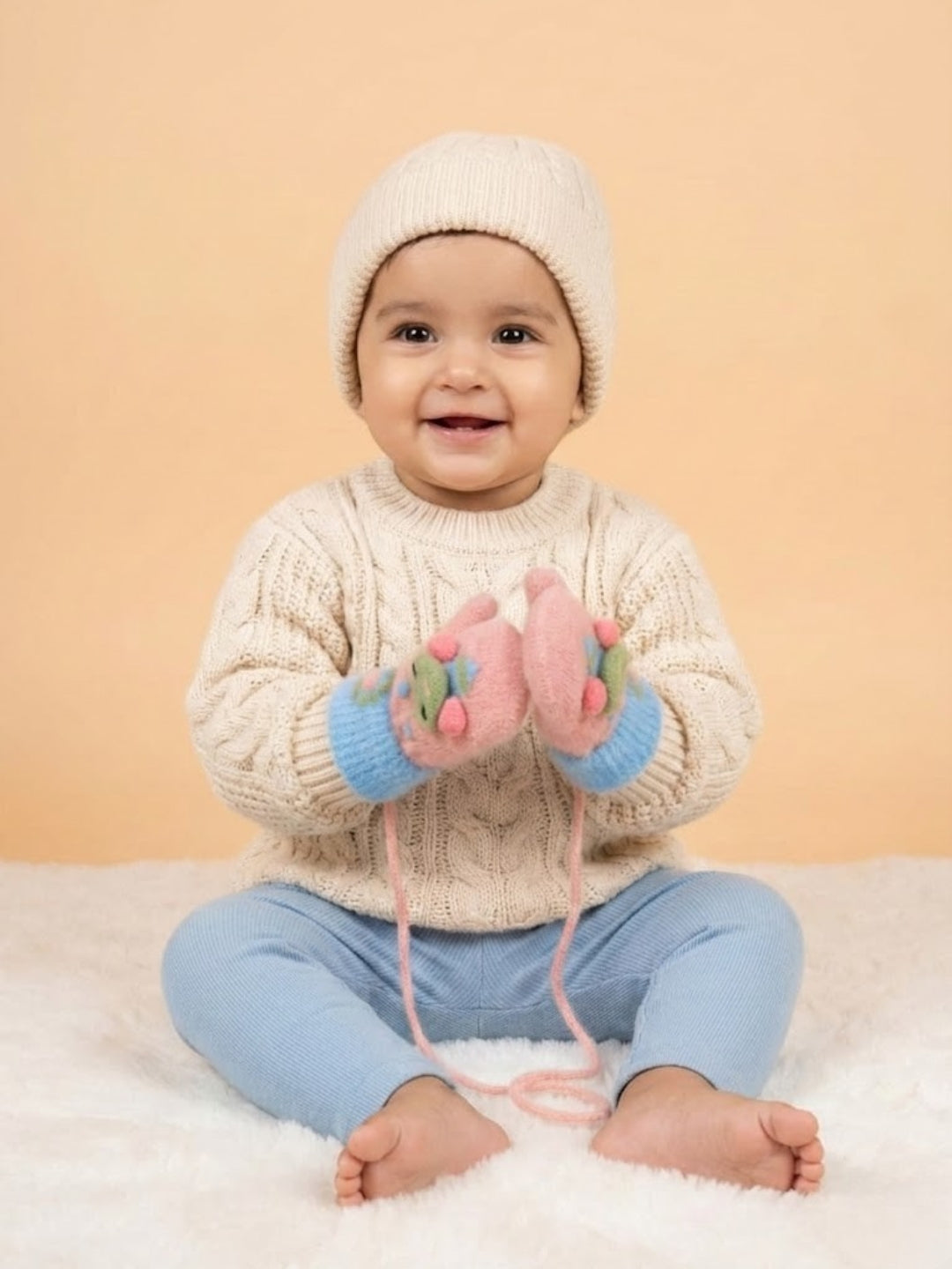 Cdeck Baby Woolen Winter Gloves for Boys & Girls | Soft, Warm & Comfortable | 0–12 Months