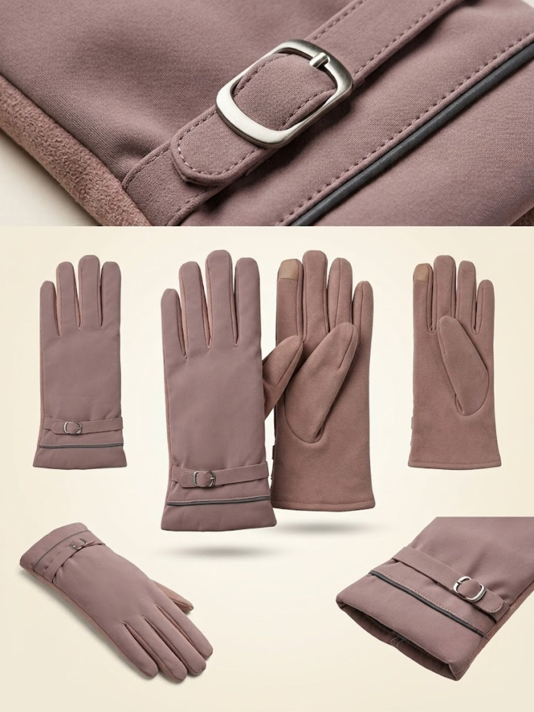 Cdeck Women’s Winter Gloves | Warm & Stylish | Screen Friendly | Full-Finger | Free Size | Dusty Pink