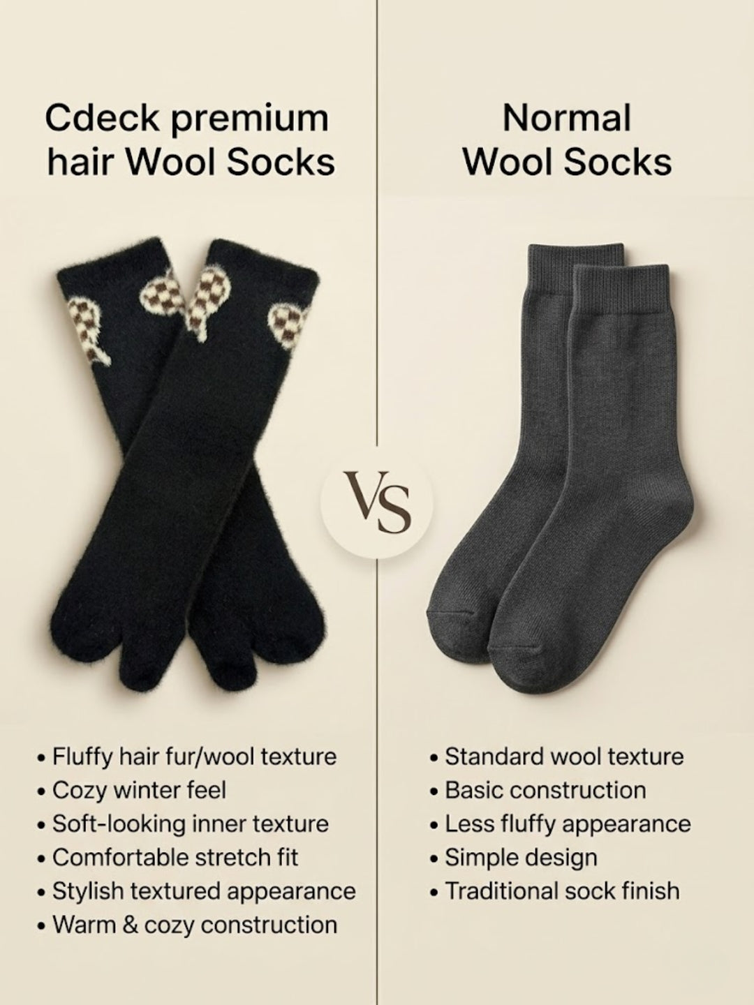 Cdeck Women’s Premium Fuzzy Split-Toe Socks – Cute Bunny Design | Warm Winter Socks | Free Size | Black