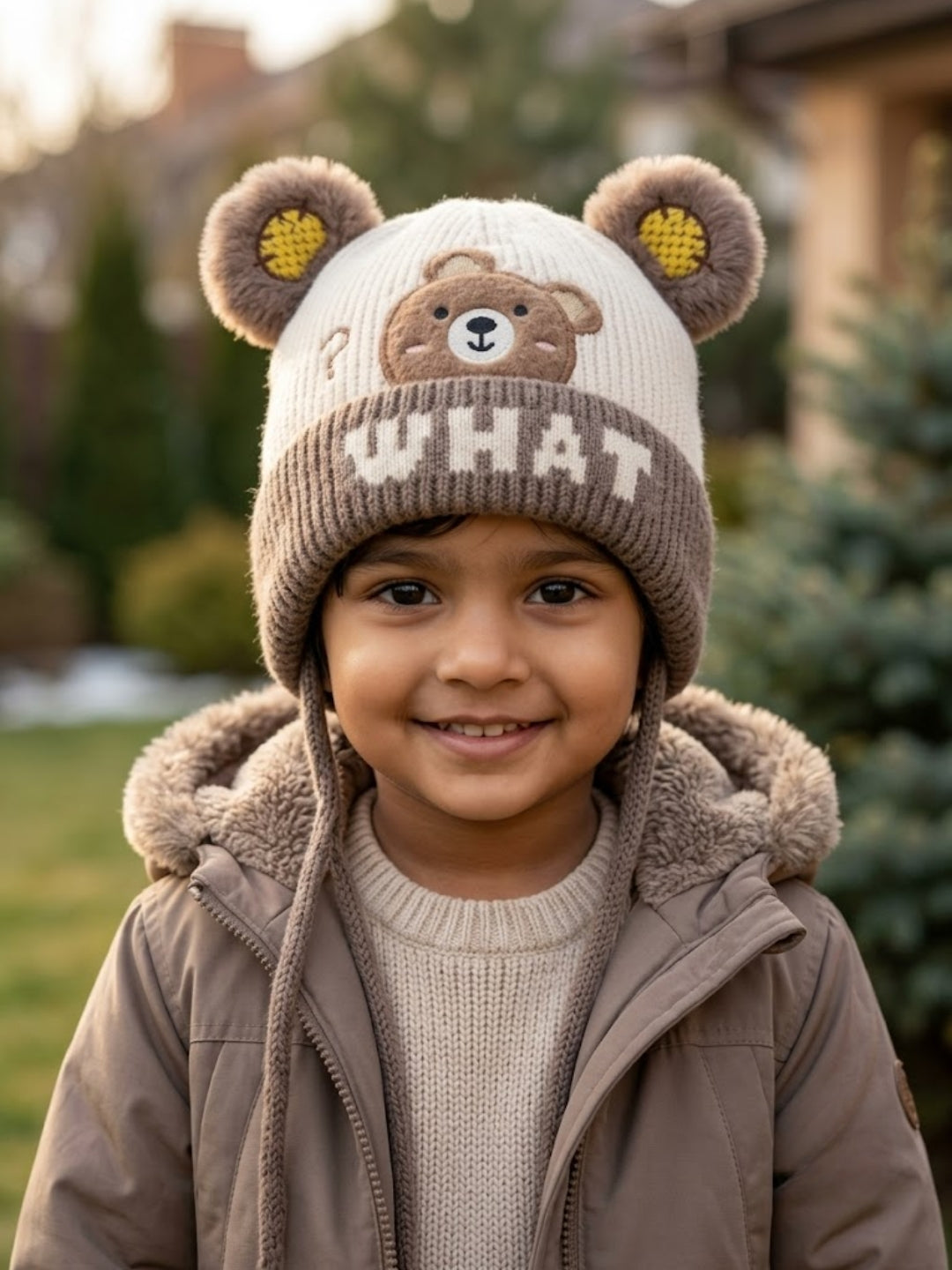 Cdeck Kids Woolen Winter Cap for Boys & Girls | Warm & Comfortable Winter Wear | 2–4 Years | Brown
