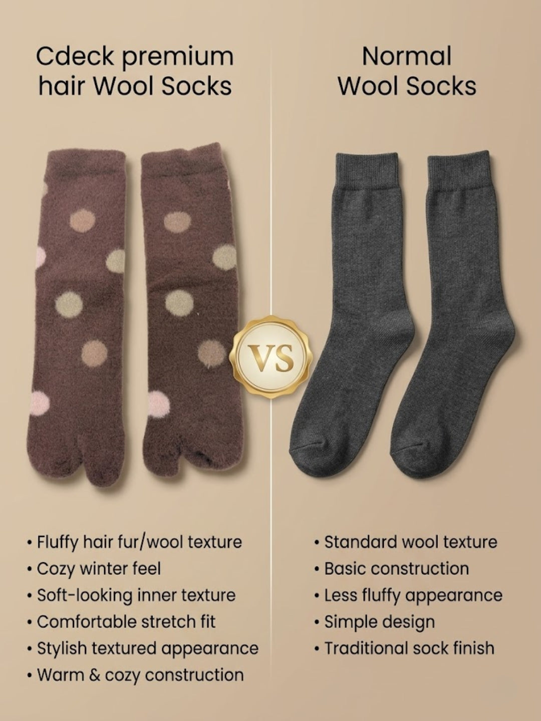 Cdeck Warm Socks for Women | Soft Cozy Comfortable Full-Length Winter Socks with Stylish Printed Design for Home & Everyday Wear | Brown