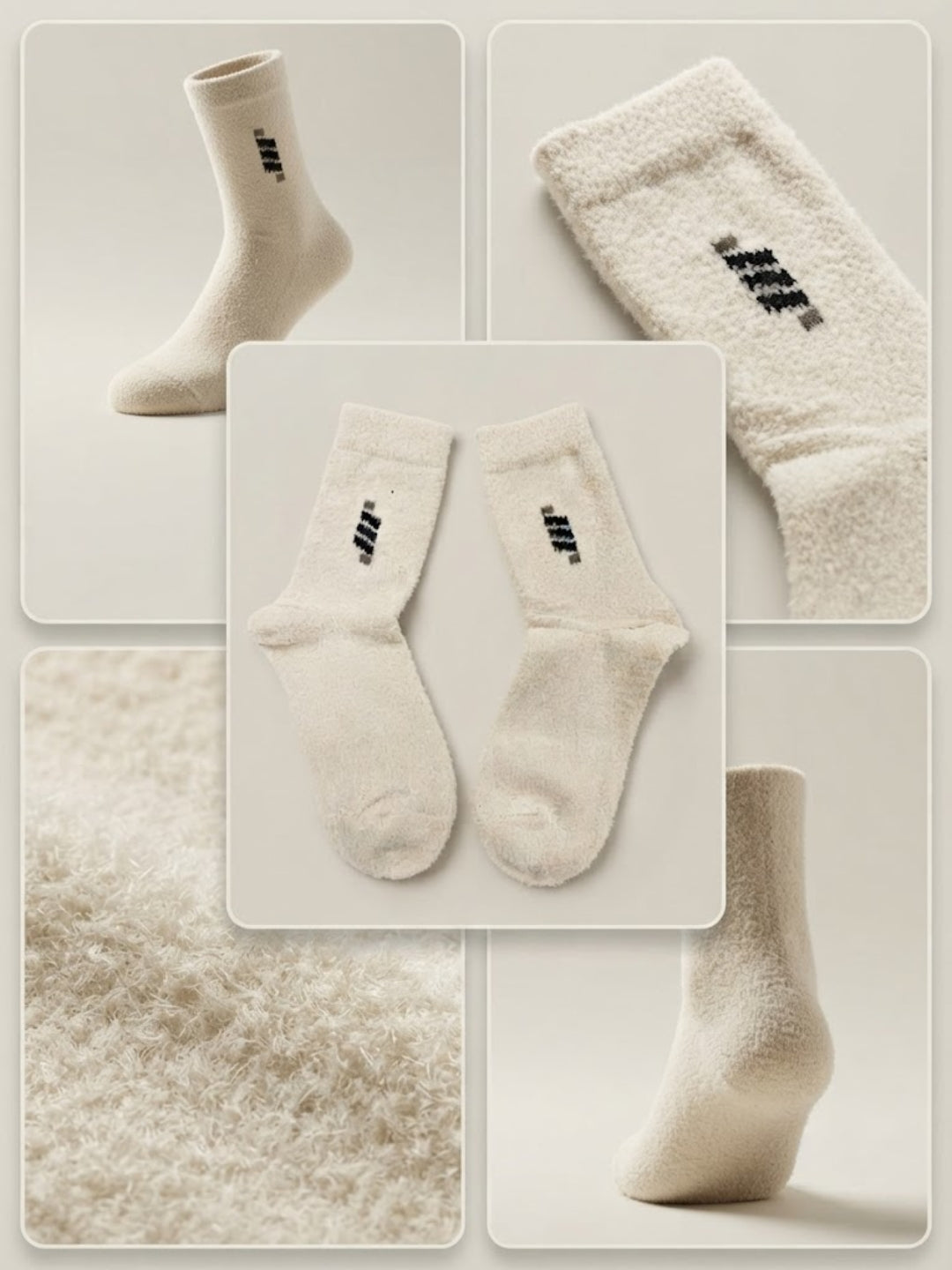 Cdeck Men’s Premium Hair Wool Winter Socks | Soft, Fuzzy, Warm & Comfortable | Cream White | Free Size