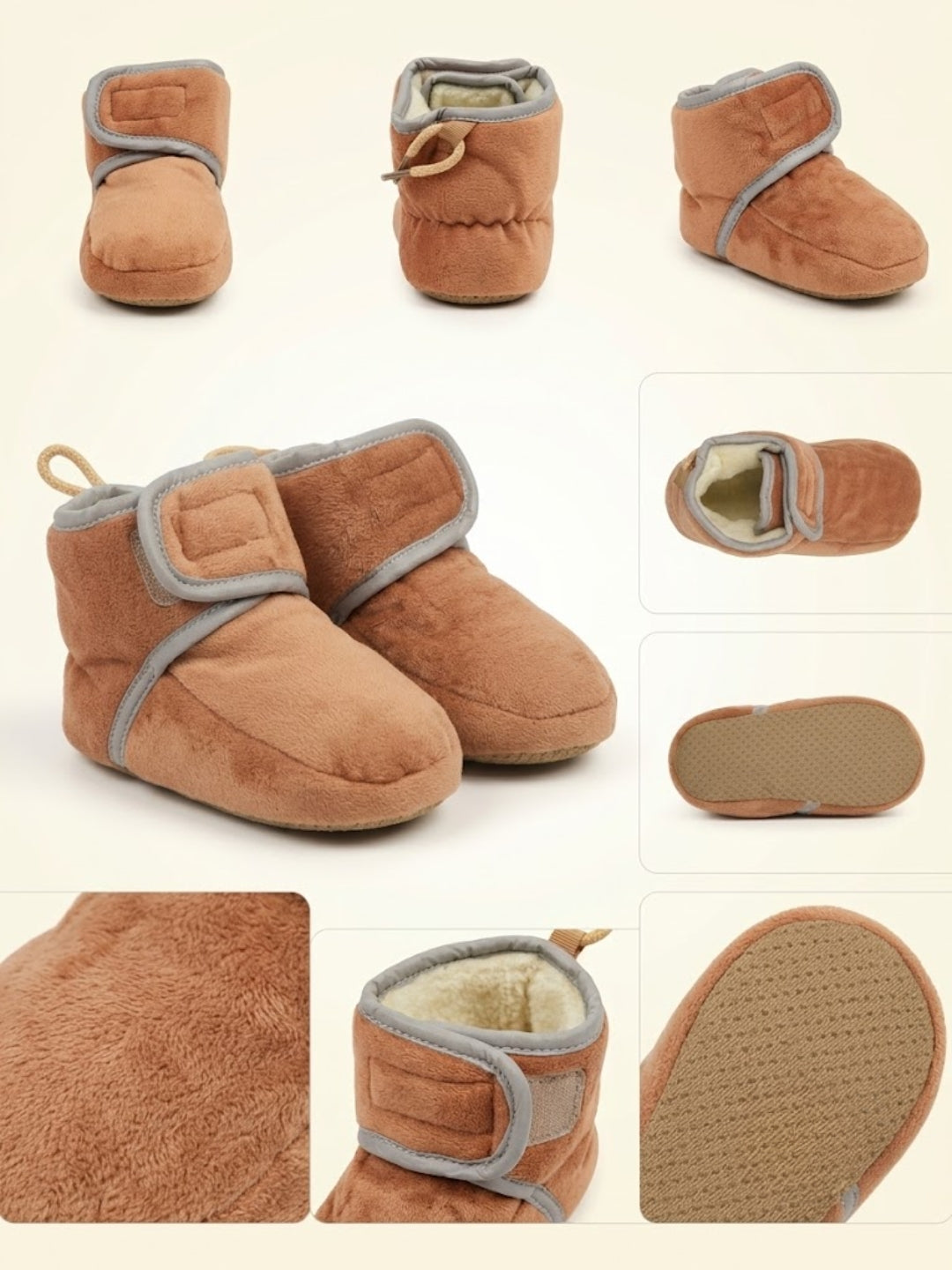 Cdeck Woolen Baby Booties for kids| Soft, Warm & Comfortable Winter Footwear | 3–9 Months | brown