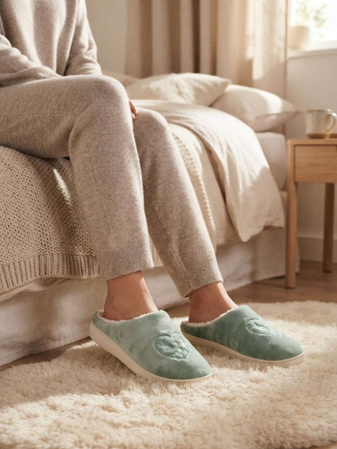 Cdeck Women’s Fuzzy Winter Slippers | Soft Plush  Slippers for Comfort & Warmth | Free Size | Green