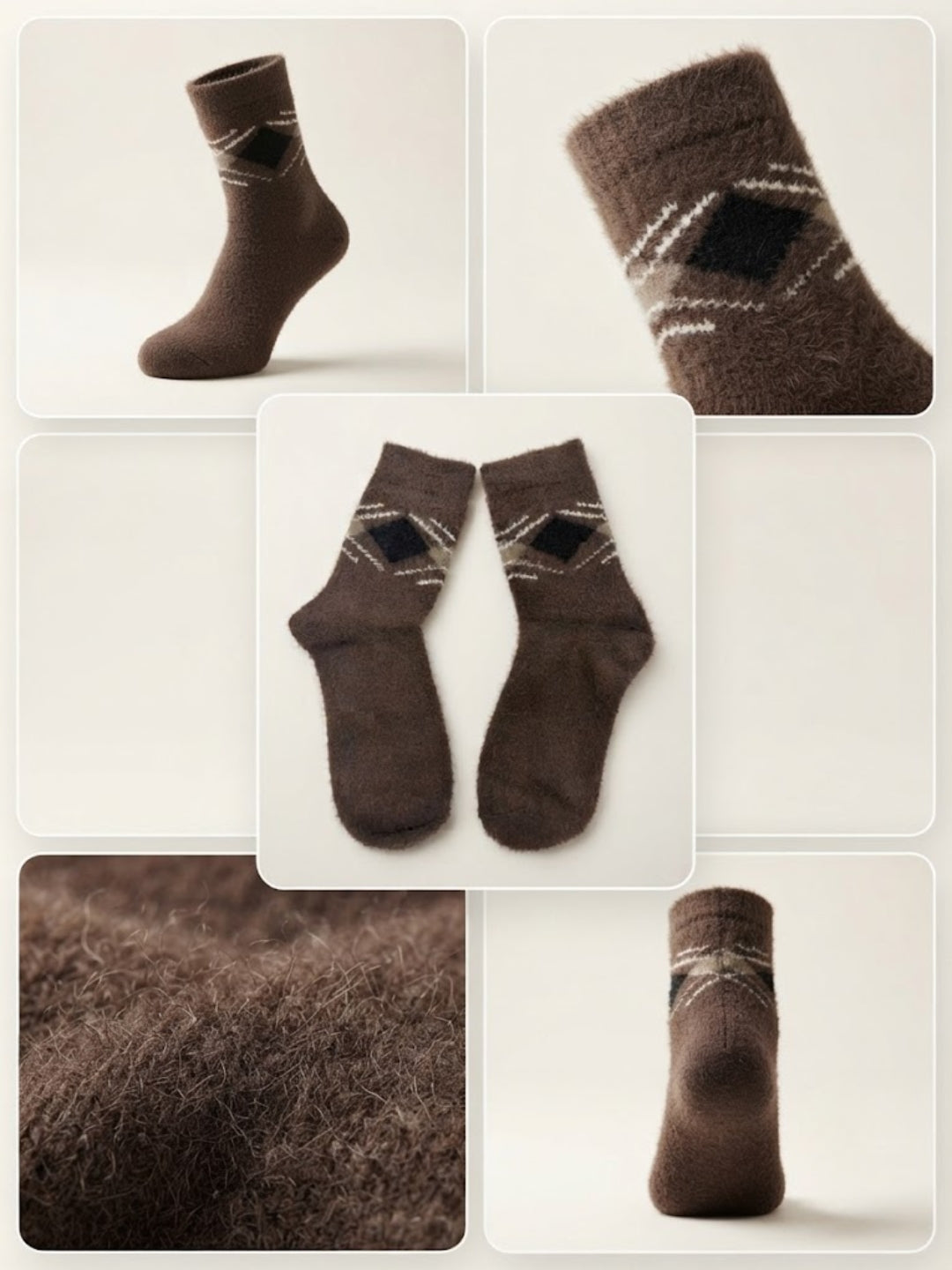 Cdeck Men’s Premium Hair Wool Winter Socks | Soft, Fuzzy, Warm & Comfortable | Dark Brown | Free Size