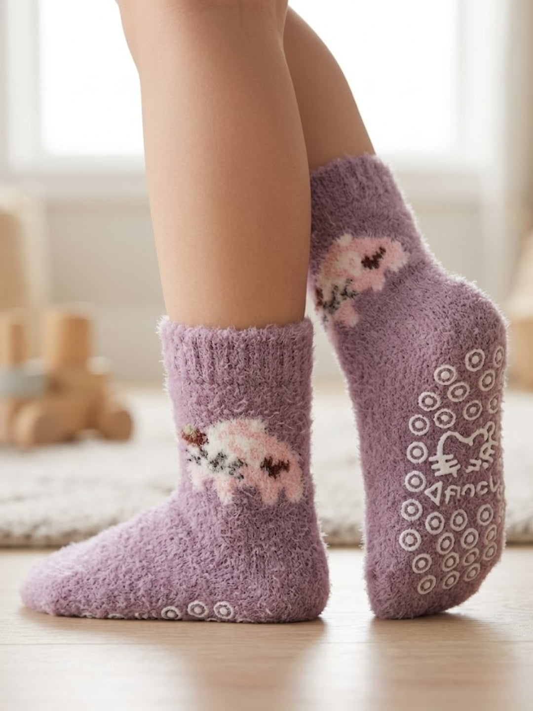 Cdeck Kids Winter Woolen Socks for Baby Boys & Girls | Soft Fuzzy Warm Socks with Anti-Skid Sole | 0–4 Years | Pack of 3